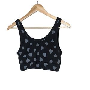 Torrid Lightly-Lined Seamless Intarsia Heart Scoop Bralette Black Gray Size 0